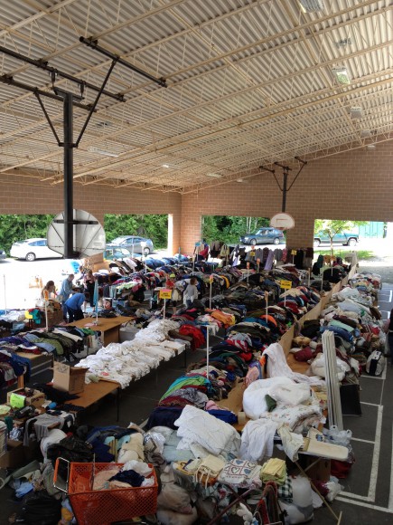 The Sea of Clothes at the Rotary Auction | Jen Pells Realtor