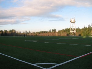 The new turf soccer fields at Battle Point Park.
