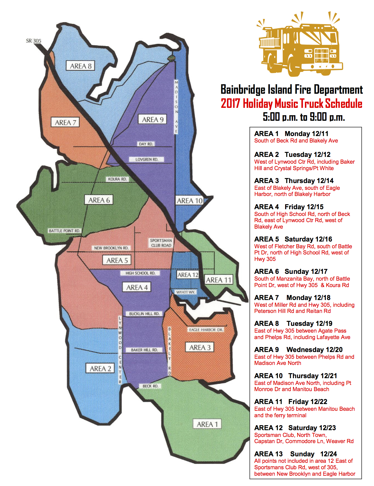 Bainbridge Island Musical Holiday Truck Map 2017