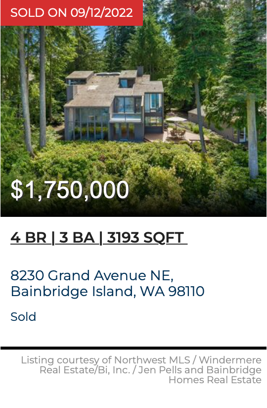8230 Grand Ave NE on Bainbridge Island, WA sold by Jen Pells Windermere 