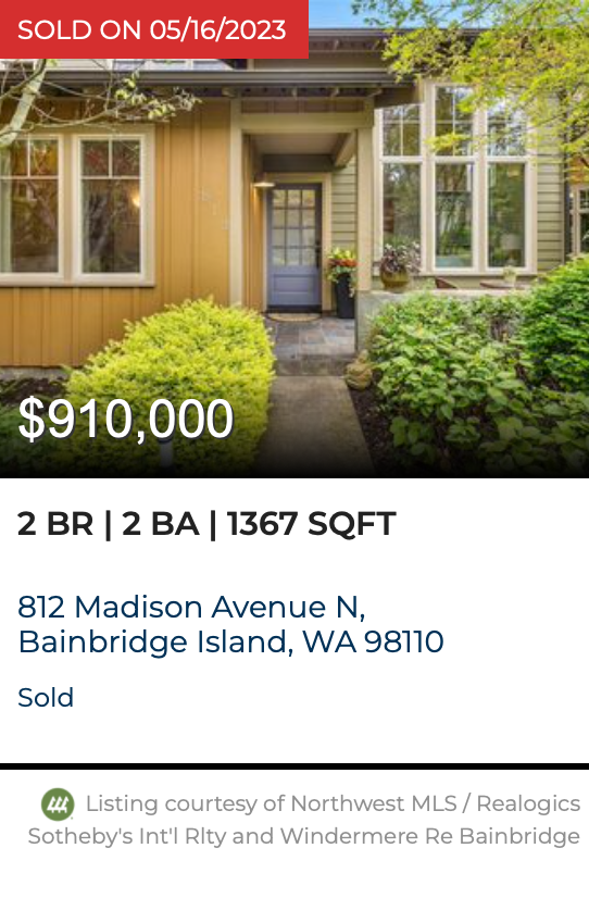 812 Madison Ave N on Bainbridge Island, WA sold by Jen Pells Windermere 