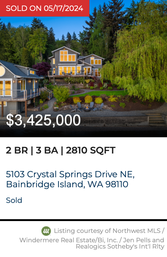 Waterfront Home Sold on Crystal Springs by Jen Pells Real Estate Windermere