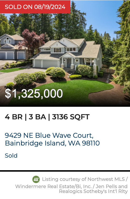 Blue Wave Ct Just Sold by Jen Pells Windermere on Bainbridge Island