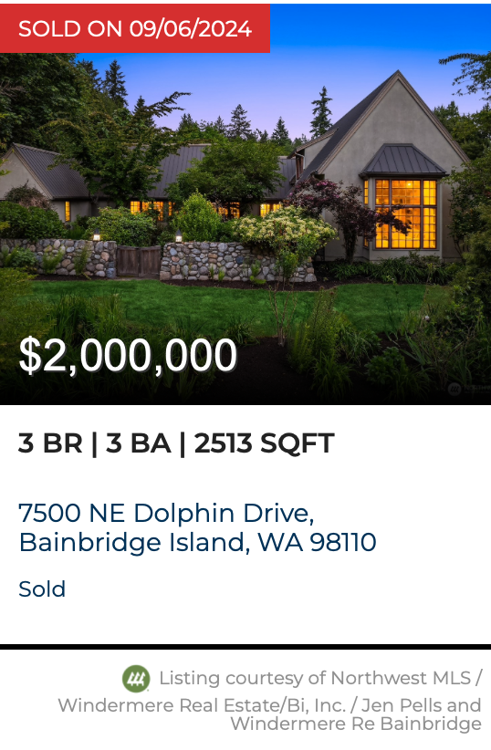 Just Sold on Dolphin Drive by Jen Pells Windermere Bainbridge 